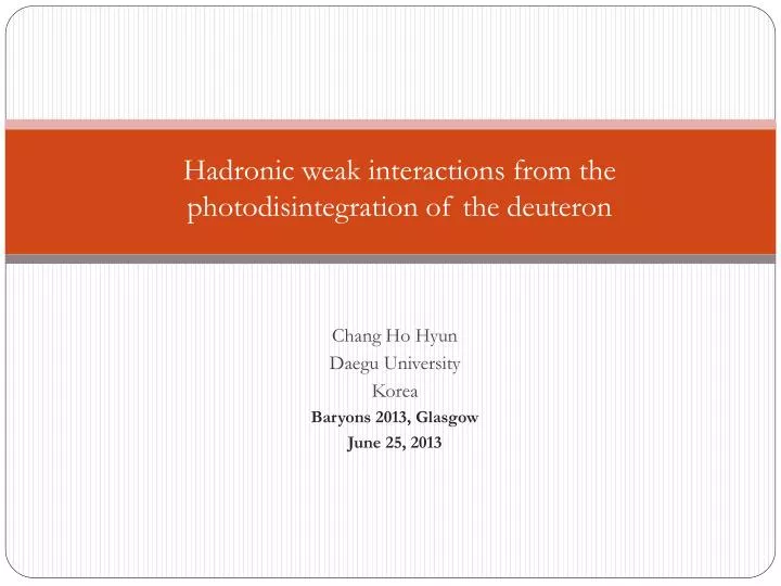 hadronic weak interactions from the photodisintegration of the deuteron