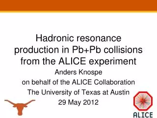 Hadronic resonance production in Pb+Pb collisions from the ALICE experiment