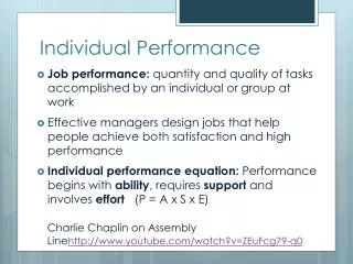 Individual Performance