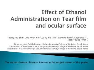 Effect of Ethanol Administration on Tear film and ocular surface