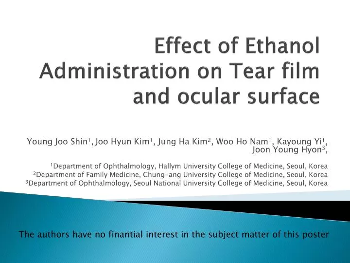 effect of ethanol administration on tear film and ocular surface
