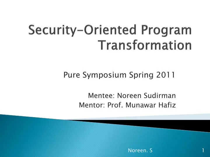 security oriented program transformation