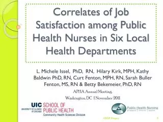 Correlates of Job Satisfaction among Public Health Nurses in Six Local Health Departments