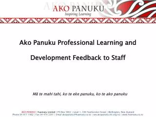 Ako Panuku Professional Learning and Development Feedback to Staff