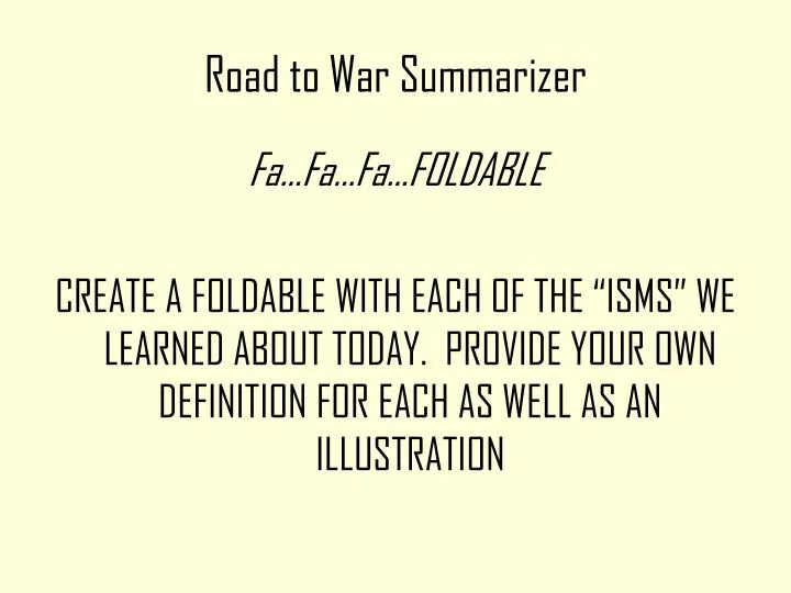 road to war summarizer