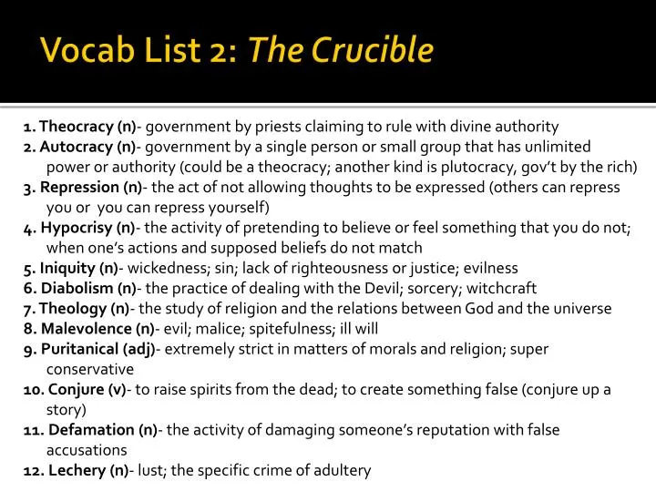 vocab list 2 the crucible