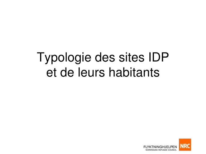 typologie des sites idp et de leurs habitants