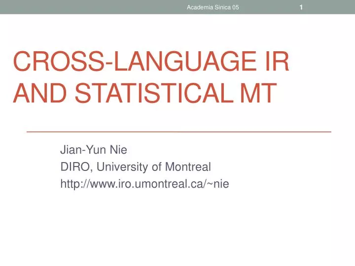 cross language ir and statistical mt