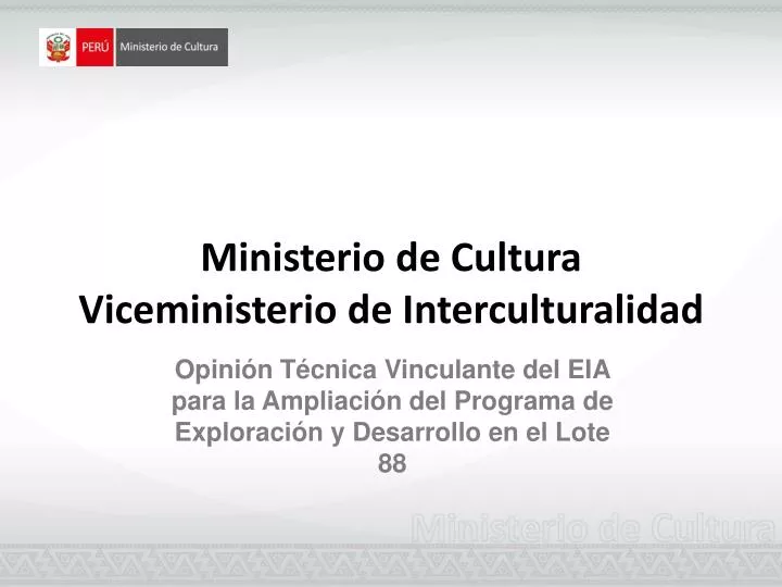 ministerio de cultura viceministerio de interculturalidad