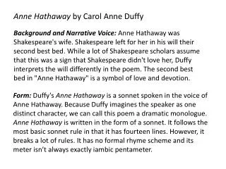 Anne Hathaway by Carol Anne Duffy