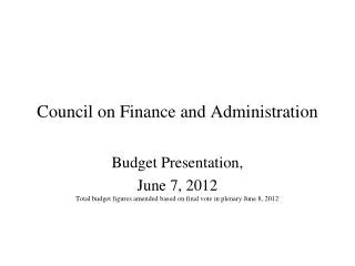 Council on Finance and Administration