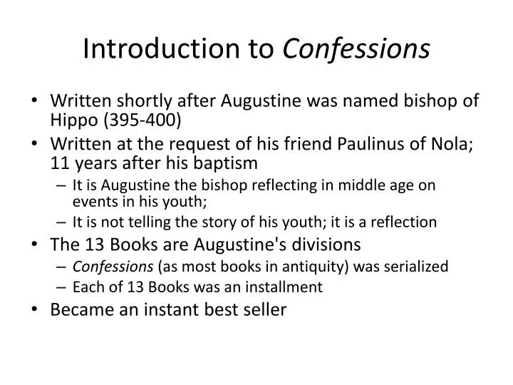 introduction to confessions