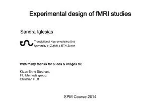 Experimental design of fMRI studies