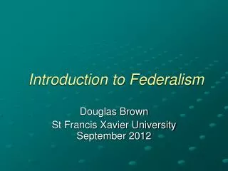 Introduction to Federalism
