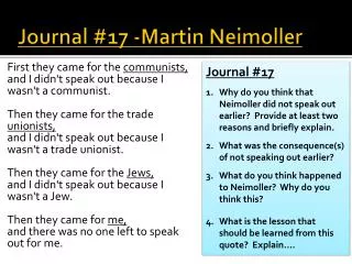 Journal #17 -Martin Neimoller
