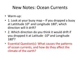 new notes ocean currents