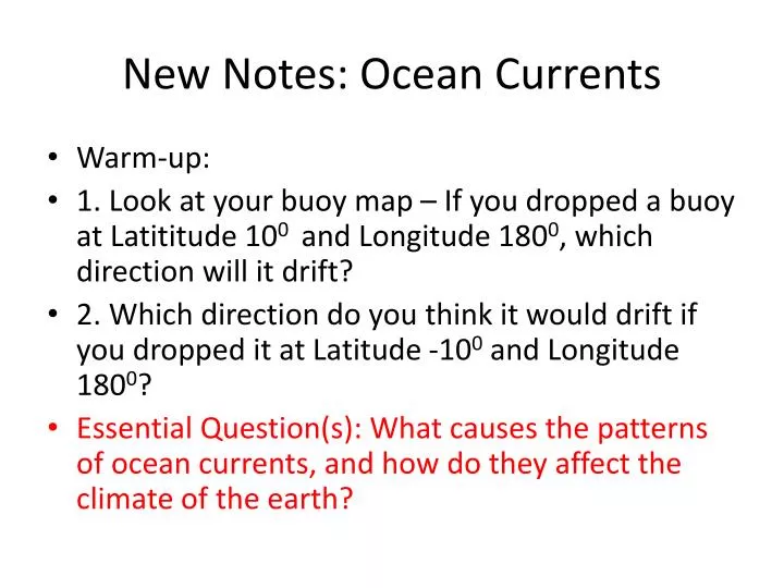 new notes ocean currents