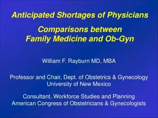 Comparisons between Family Medicine and Ob-Gyn