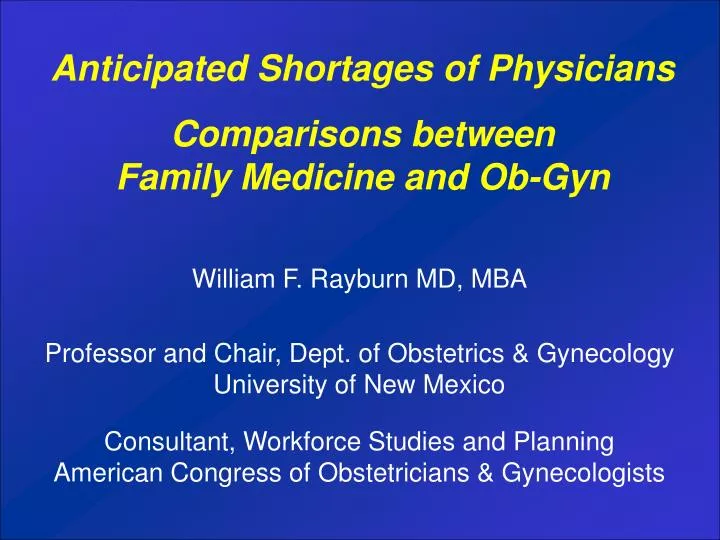 comparisons between family medicine and ob gyn