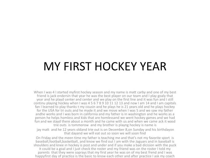 my first hockey year