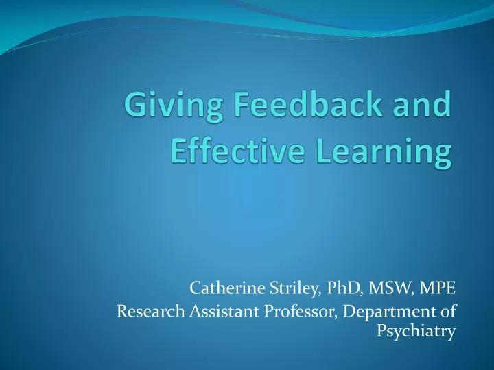 giving feedback and effective learning