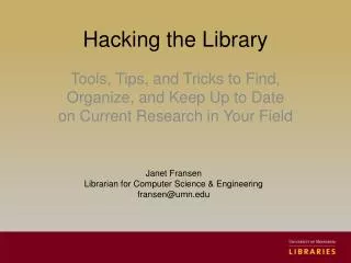 Hacking the Library