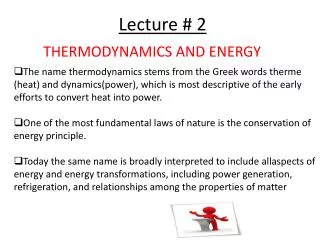 THERMODYNAMICS AND ENERGY