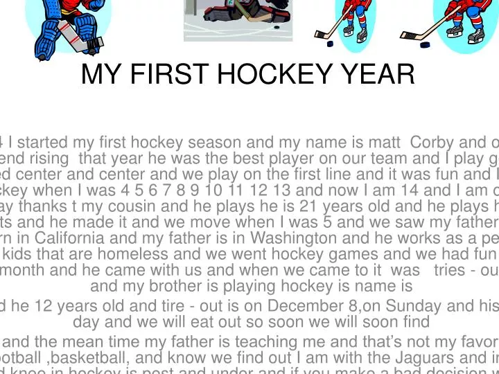 my first hockey year