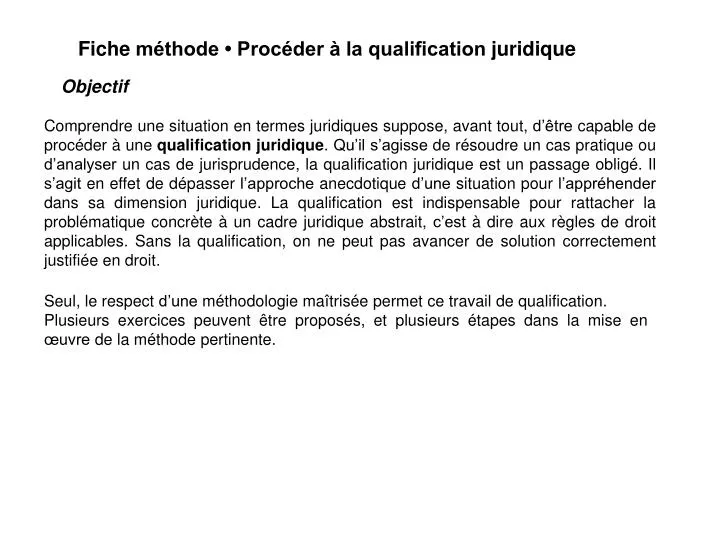 fiche m thode proc der la qualification juridique