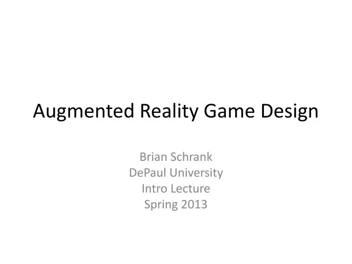 augmented reality game design
