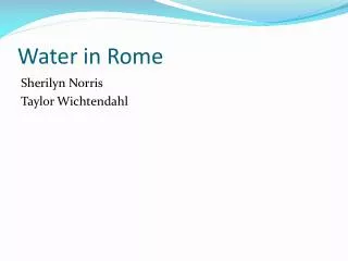 Water in Rome
