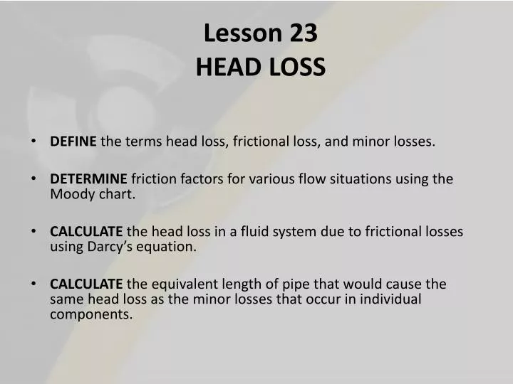 lesson 23 head loss