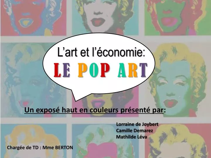 l art et l conomie l e p o p a r t