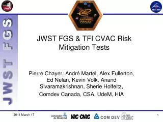 JWST FGS &amp; TFI CVAC Risk Mitigation Tests