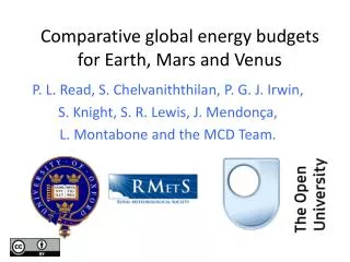 Comparative global energy budgets for Earth, Mars and Venus