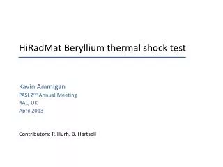 HiRadMat Beryllium thermal shock test
