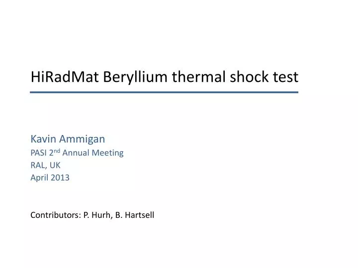 hiradmat beryllium thermal shock test