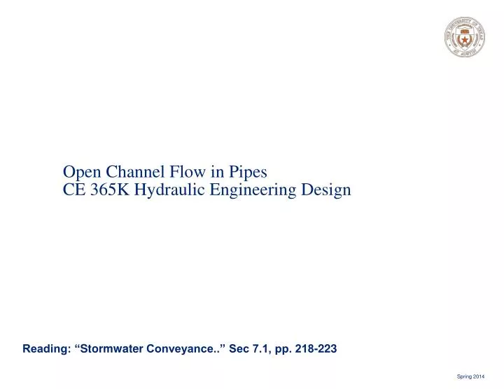 open channel flow in pipes ce 365k hydraulic engineering design