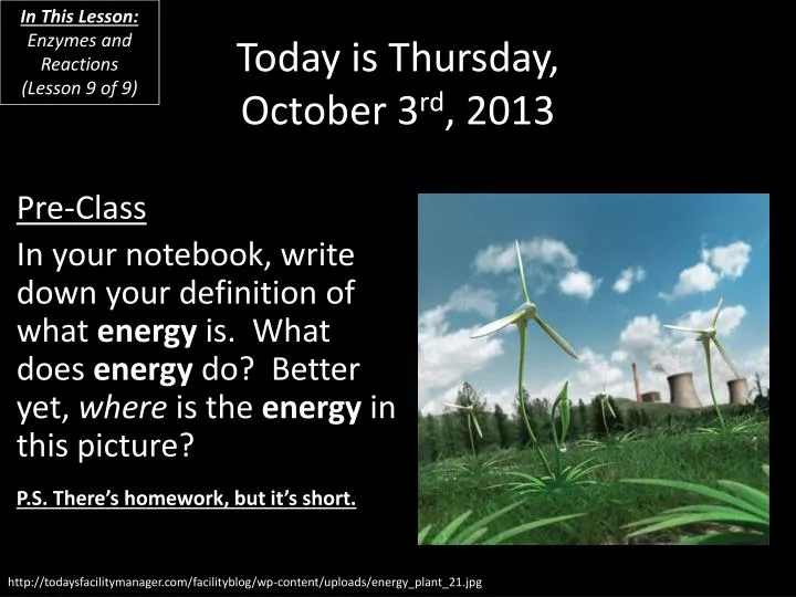 today is thursday october 3 rd 2013