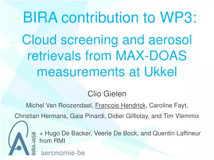 cloud screening and aerosol retrievals from max doas measurements at ukkel