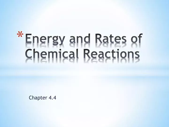 energy and rates of chemical reactions