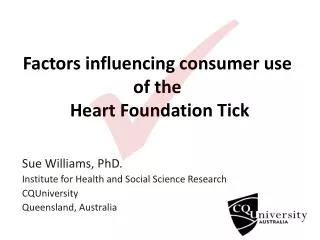 Factors influencing consumer use of the Heart Foundation Tick