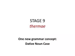 STAGE 9 thermae