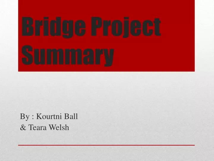 bridge project summary