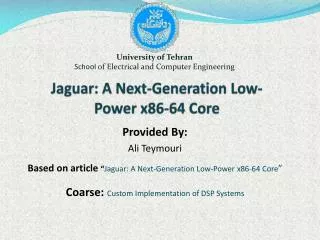 Jaguar: A Next-Generation Low-Power x86-64 Core