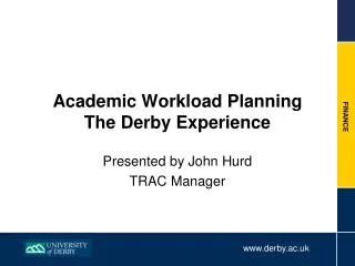 Academic Workload Planning The Derby Experience