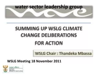 SUMMING UP WSLG CLIMATE CHANGE DELIBERATIONS FOR ACTION
