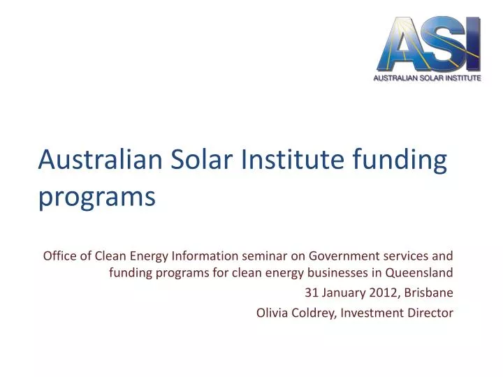 australian solar institute funding programs