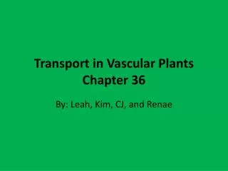 Transport in Vascular Plants Chapter 36
