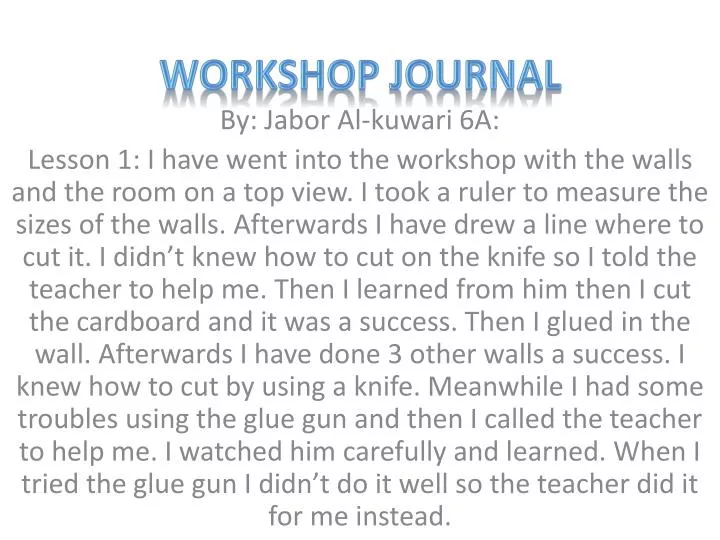 workshop journal